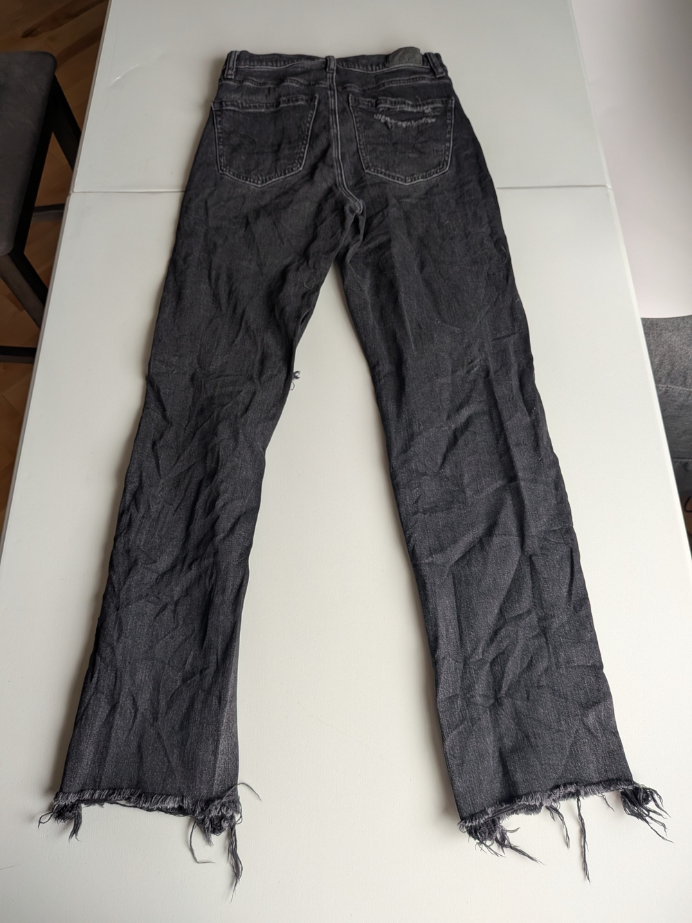 American Eagle Outfitters Black Distressed Straight-Leg Jeans - Picture 3 of 7